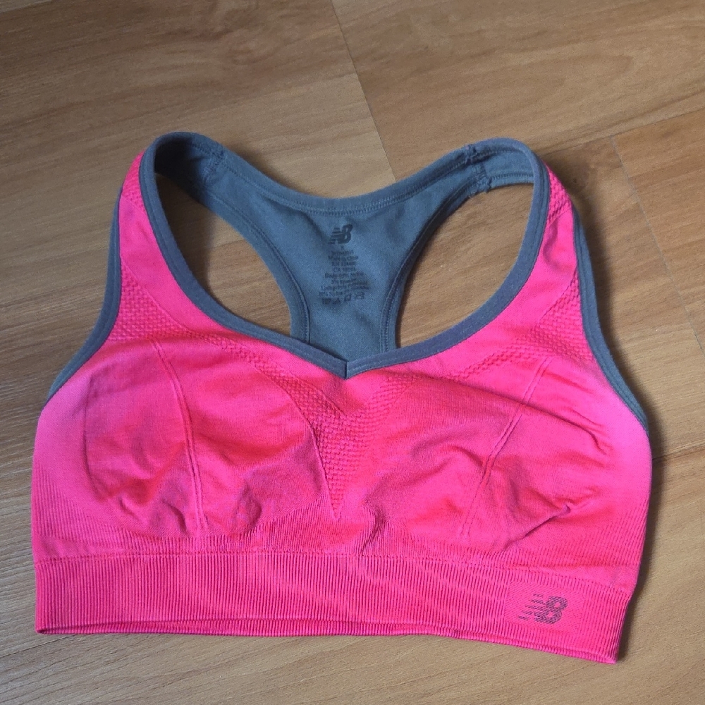 New Balance Vibrant Pink and Gray Sports Bra
